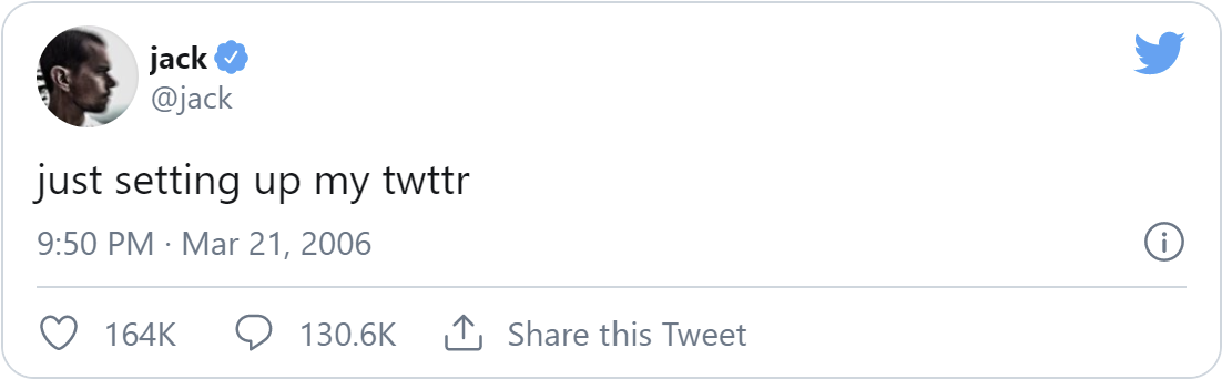 Figure 3: Most expensive tweet (March 2021), sold for 1,630 Ether ($2.9m)